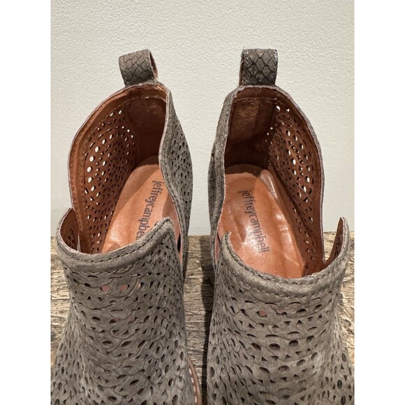 Jeffrey Campbell Taggart Perforated Suede Cutout Booties Taupe Grey 8.5 EUC - Picture 13 of 14